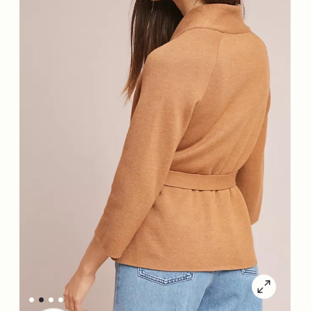 Anthropologie Moth Rizzo belted camel cardigan size great condition - Picture 2 of 8